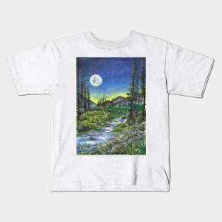 river under the moonlight Kids T-Shirt